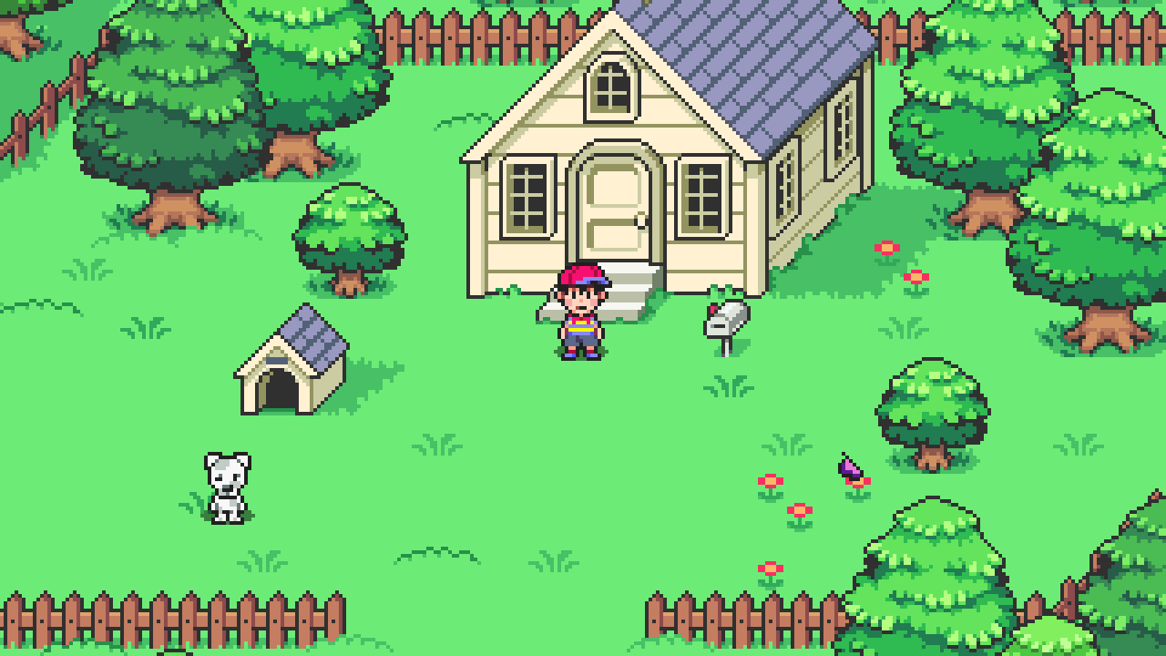 Ninten outside of his home